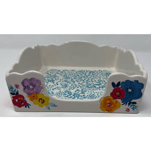 The Pioneer Woman Ceramic Floral Multicolor Napkin Holder 7 1/2"‎ x 7 1/2"